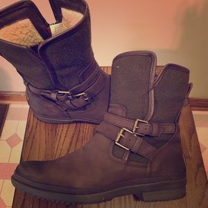 Ugg water resistant shearling moto ankle boots